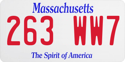 MA license plate 263WW7