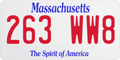 MA license plate 263WW8
