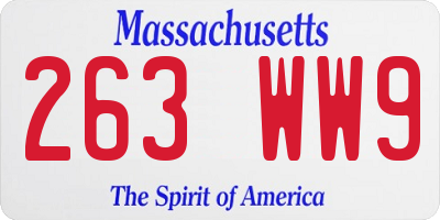 MA license plate 263WW9
