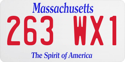 MA license plate 263WX1