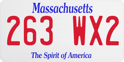 MA license plate 263WX2