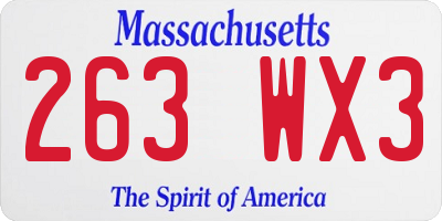MA license plate 263WX3
