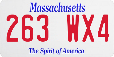 MA license plate 263WX4