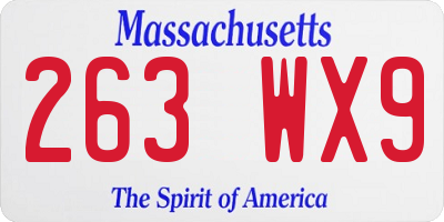 MA license plate 263WX9