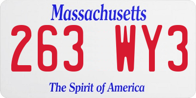 MA license plate 263WY3