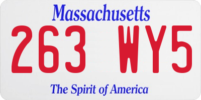 MA license plate 263WY5