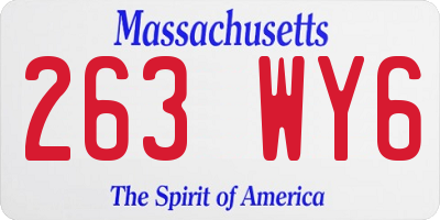 MA license plate 263WY6