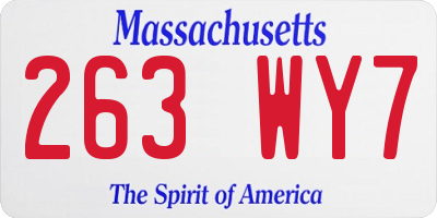 MA license plate 263WY7