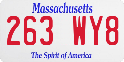 MA license plate 263WY8