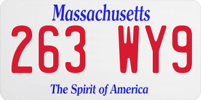 MA license plate 263WY9
