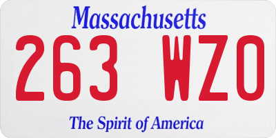MA license plate 263WZ0