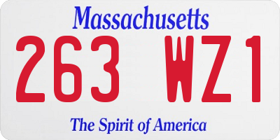 MA license plate 263WZ1