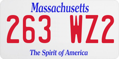 MA license plate 263WZ2