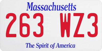 MA license plate 263WZ3