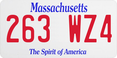 MA license plate 263WZ4