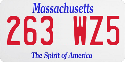 MA license plate 263WZ5