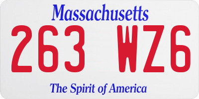 MA license plate 263WZ6