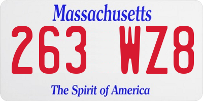 MA license plate 263WZ8
