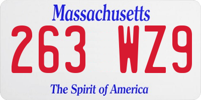 MA license plate 263WZ9