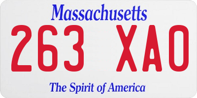 MA license plate 263XA0