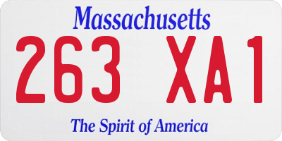 MA license plate 263XA1