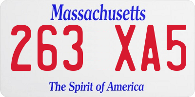 MA license plate 263XA5