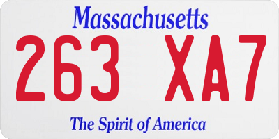 MA license plate 263XA7