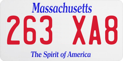 MA license plate 263XA8