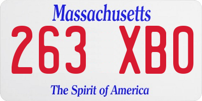 MA license plate 263XB0