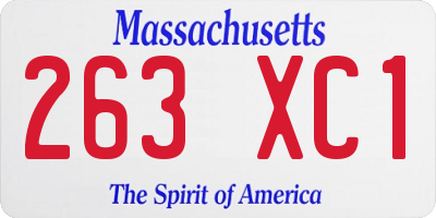 MA license plate 263XC1