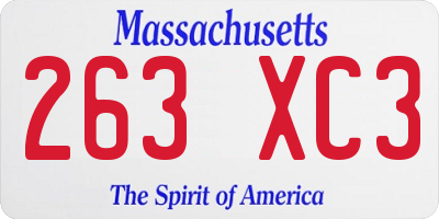 MA license plate 263XC3