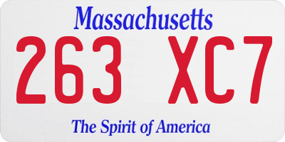 MA license plate 263XC7
