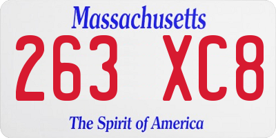 MA license plate 263XC8