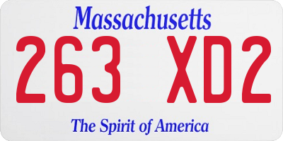 MA license plate 263XD2