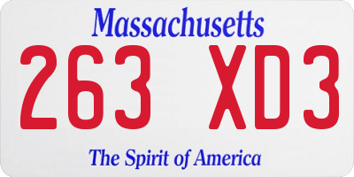 MA license plate 263XD3
