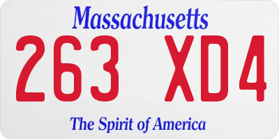 MA license plate 263XD4