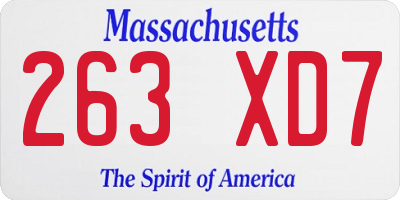 MA license plate 263XD7