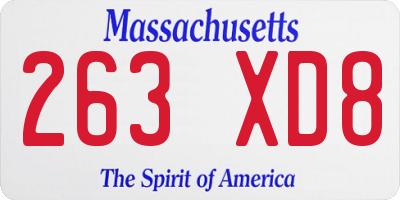 MA license plate 263XD8