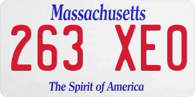MA license plate 263XE0
