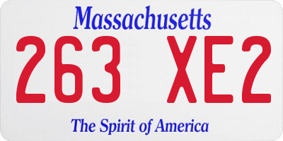 MA license plate 263XE2