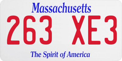 MA license plate 263XE3