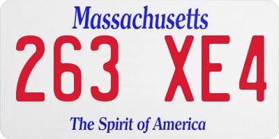 MA license plate 263XE4