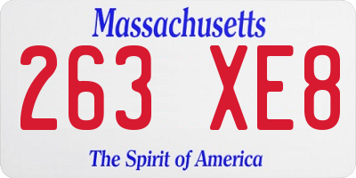 MA license plate 263XE8