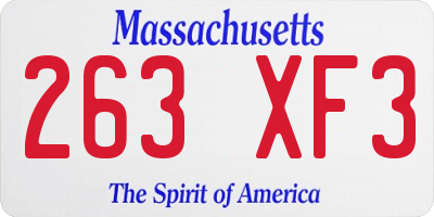 MA license plate 263XF3