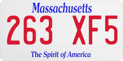 MA license plate 263XF5