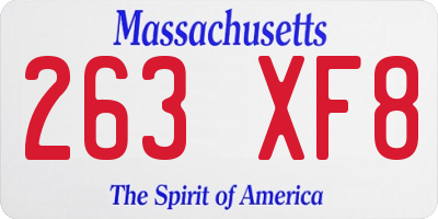 MA license plate 263XF8