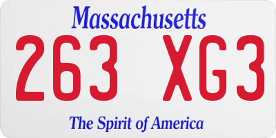 MA license plate 263XG3