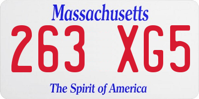 MA license plate 263XG5