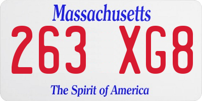 MA license plate 263XG8