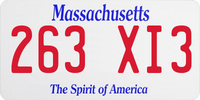 MA license plate 263XI3